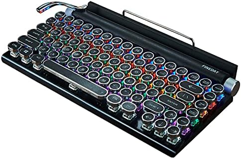 Retro Typewriter Keyboard, Kchibo Electric Typewriter Vintage with Upgraded Mechanical Bluetooth 5.0,Multi Devices Connection Classical Wooden,Punk Round Keys for Desktop PC/Laptop/Phone