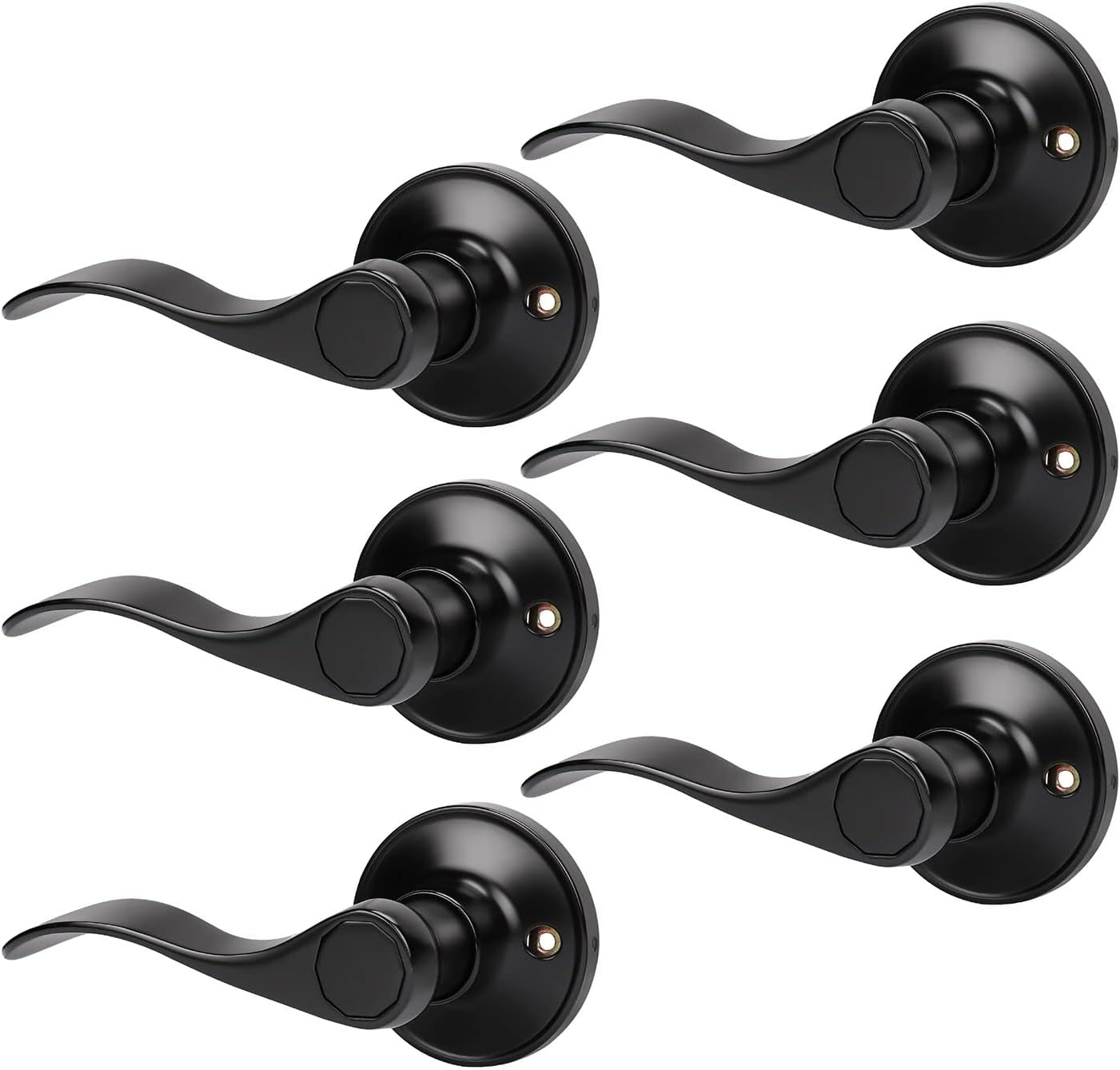 KNOBWELL 10 Pack Matte Black Keyless Interior Door Handles Closet Door Handle, Classic Passage Door Lever for Hallway and Closet, Passage Door Handle Sets