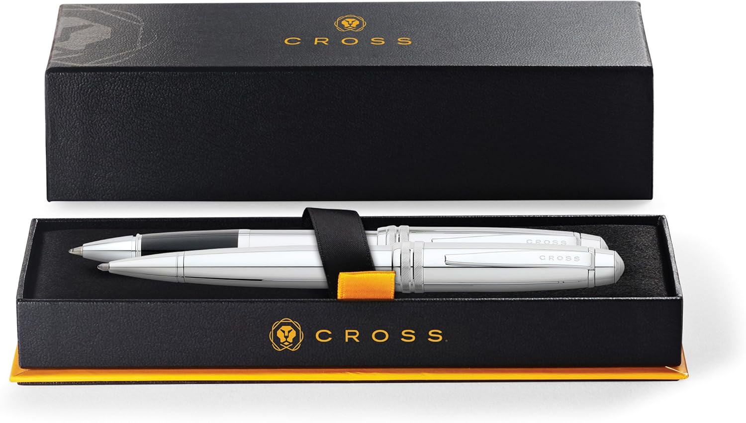 Cross Bailey Polished Chrome Ballpoint Pen & Selectip Rollerball Pen Pack of 2