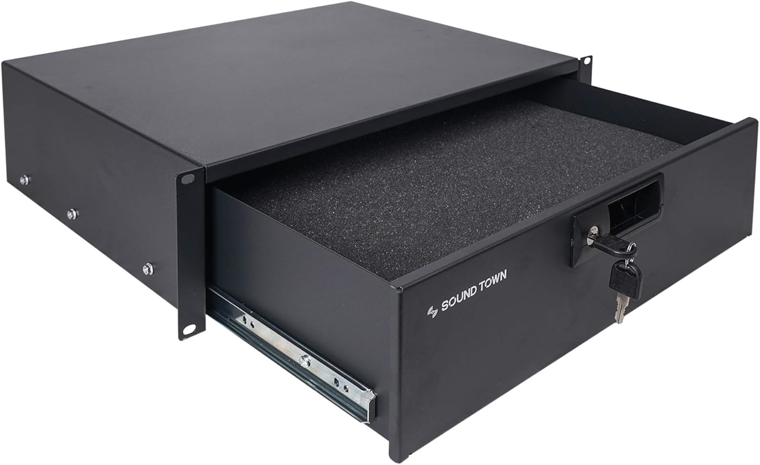 Sound Town 19-inch 3U Locking Rack Drawer, with Protection Foam (STRD-3D)