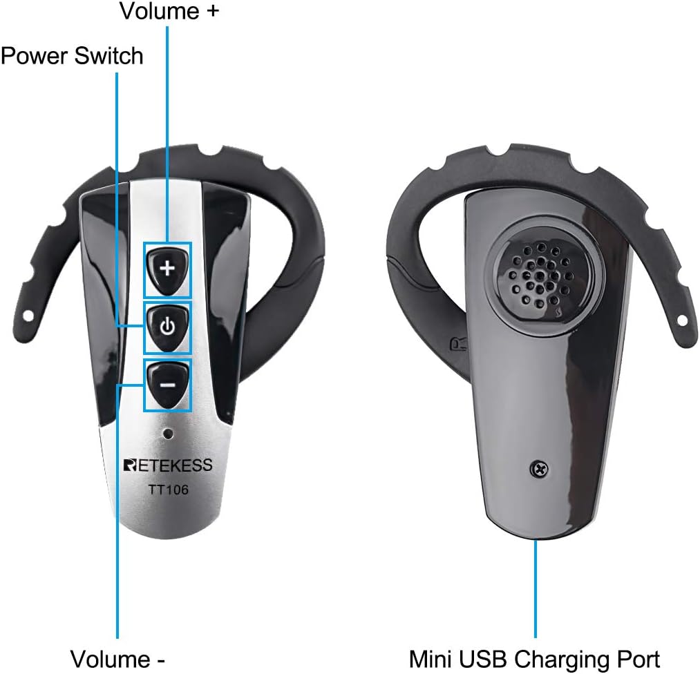 Case of 1 Transmitter and 15 Receivers 1 Charging Case,Retekess TT106,Wireless Tour Guide System,Church Translation System,Ear-Hook Mini Receivers,Training,Court,Government