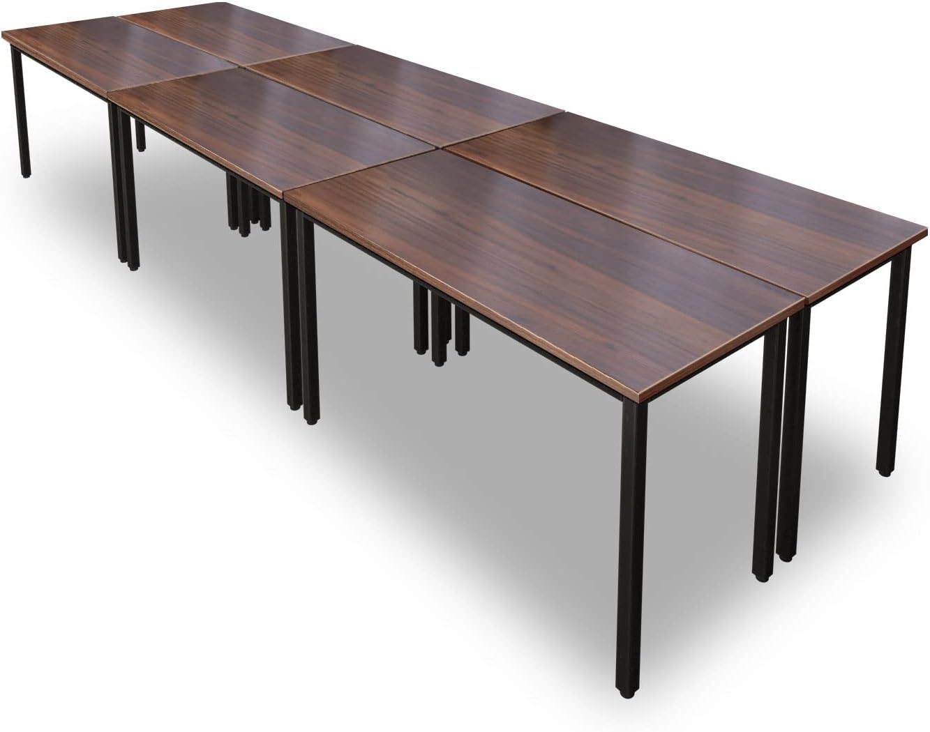 Bonzy Home Conference Tables 14ft Meeting Room Study Writing Printer Table Office Computer Desk for 16 People Save Space Design Rustic Vintage Brown 6PCS (165.3