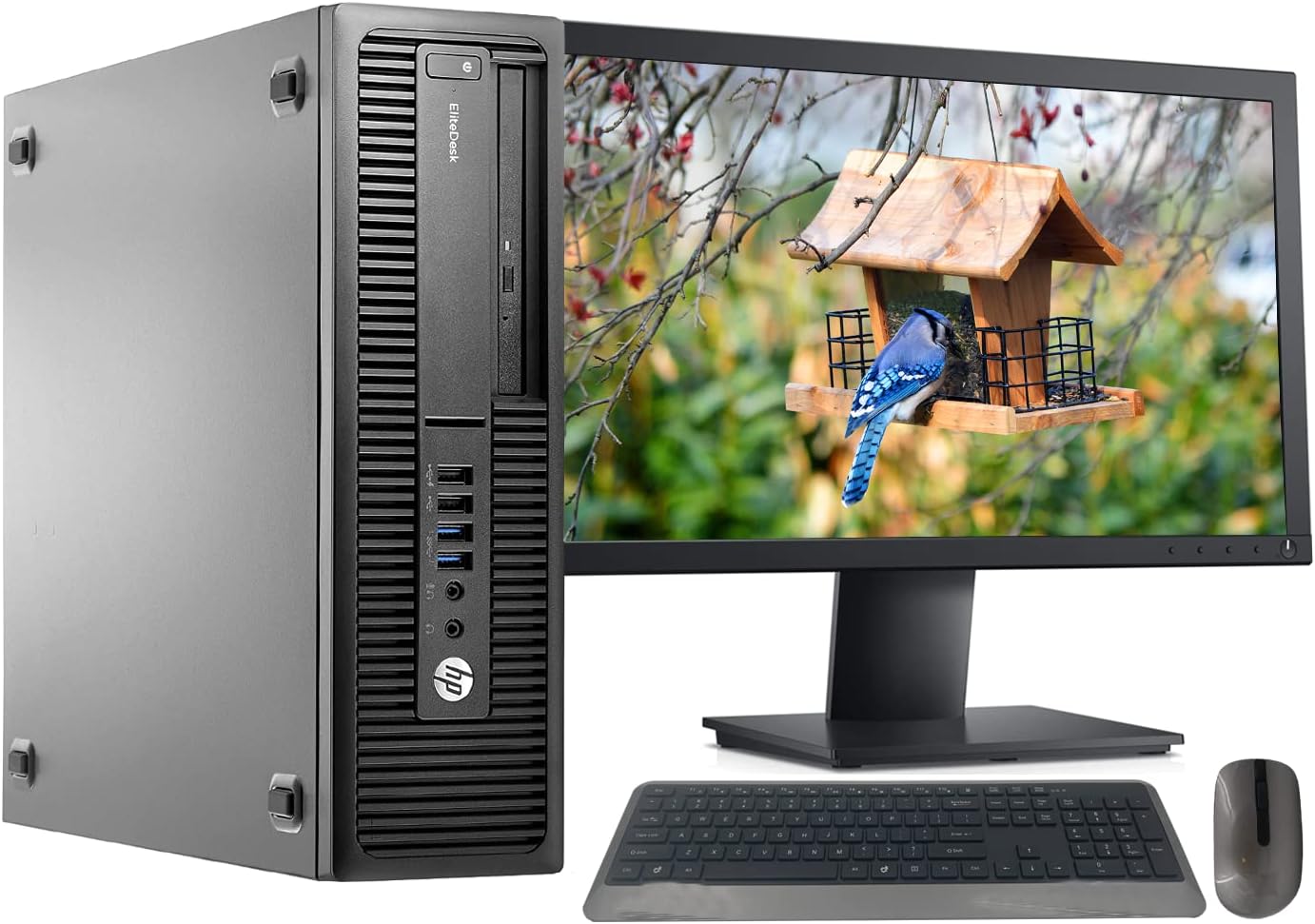 HP 705 G2 Computer Desktop PC AMD Pro A4-8350B R5 Processor, | 8GB Ram, 256 GB M.2 SSD | WiFi & Bluetooth, Wireless Keyboard Mouse, New HP 27 Inch LED Monitor, Windows 10 (Renewed)