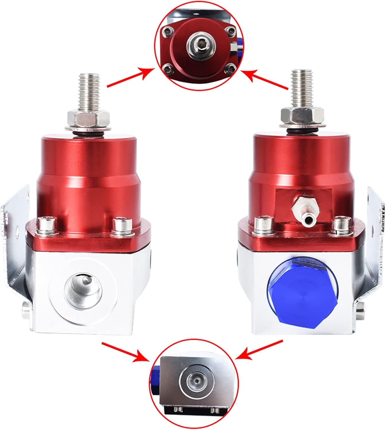 labwork Universal Adjustable Fuel Pressure Regulator Kit with 0-100 Psi Pressure Gauge AN6-6AN Fuel Line Hose Fitting Connectors Kit Red and Blue Pack of 2