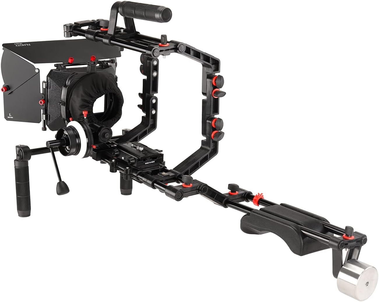FILMCITY DSLR Camera Cage Shoulder Mount Rig Kit (FC-03) with Follow Focus & Matte Box | Shoulder Stabilizer Support for Video DV Camcorder HD DSLR | Best Affordable Kit