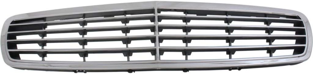 For Mercedes-Benz E350 Grille Assembly 2006 | Chrome Shell/Silver Insert | w/ 9 Molding | w/Elegance Package | Sedan | Wagon | Plastic | MB1200138 | 2118800383