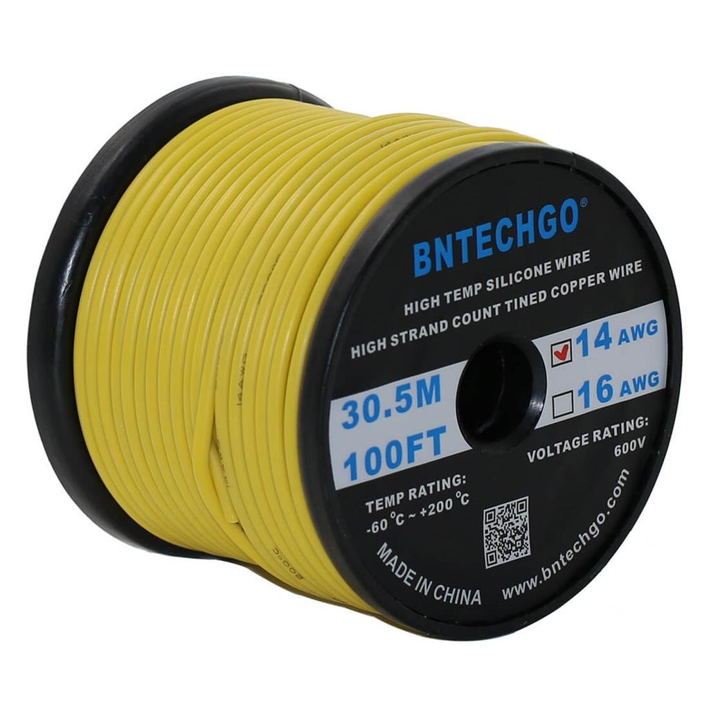 BNTECHGO 14 Gauge Silicone Wire Spool 200 ft Blue Flexible 14 AWG Stranded Tinned Copper Wire Pack of 2