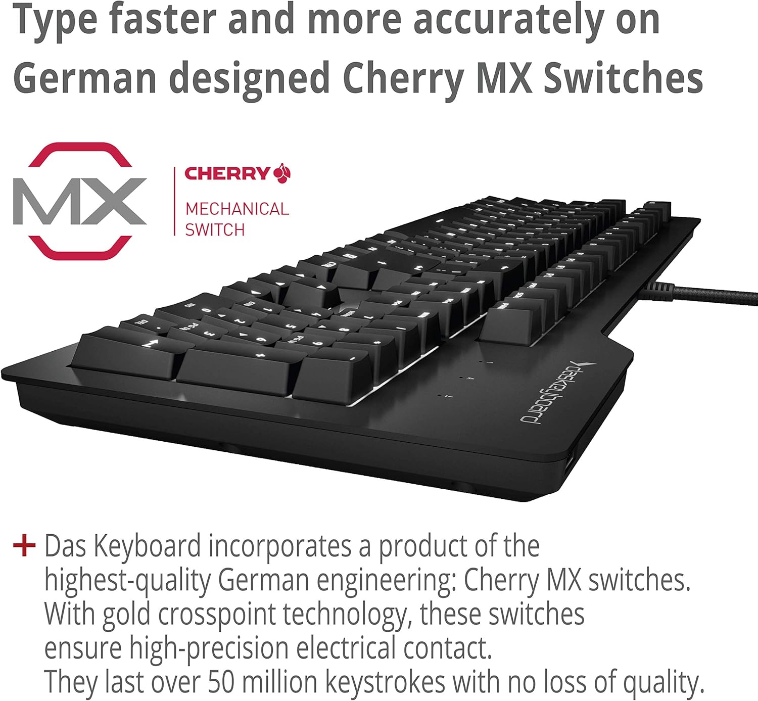 Das Keyboard Prime 13 Backlit Wired Mechanical Keyboard, Cherry MX Brown Mechanical Switches, Clean White LED Backlit Keys, USB pass-through, Aluminum Top Panel (104 keys, Black)