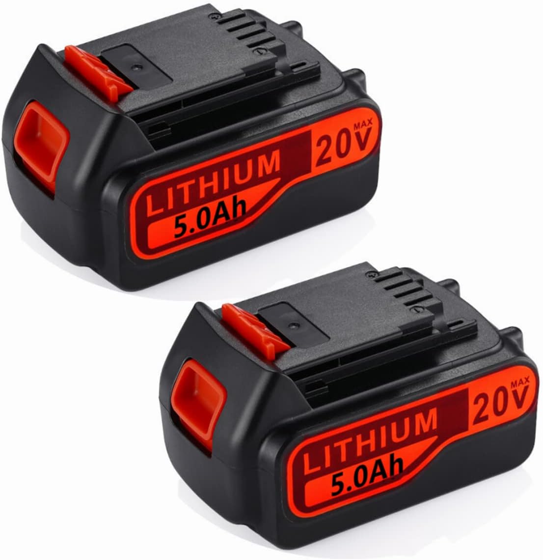 2Pack LB2X4020 5.0Ah 20V Lithium Replacement for Black and Decker 20v Lithium Battery, Compatible with Black & Decker LBXR20 LBXR20-OPE LB20 LBX20 LBX4020 LB2X4020-OP Extended Run Time Power Tools Pack of 2