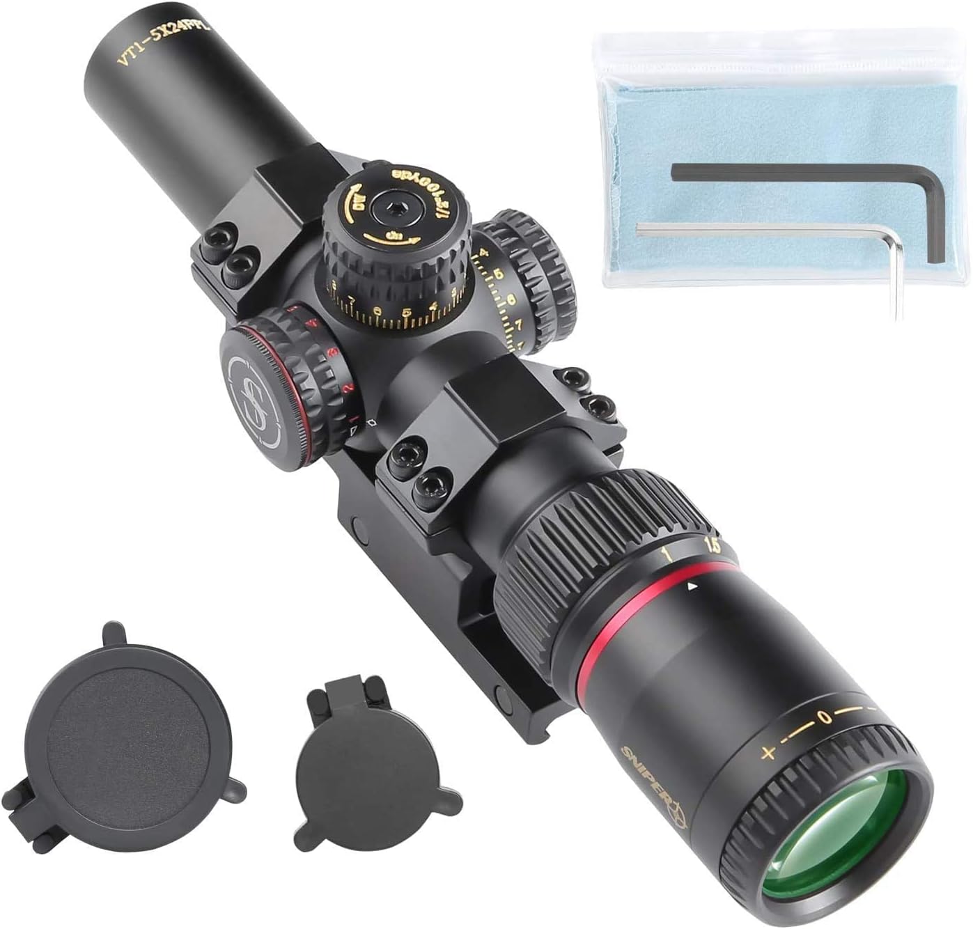 Red/Green Illuminated BDC Reticle 30mm Tube Rifle Scope VT 1-5X24 First Focal Plane Scope