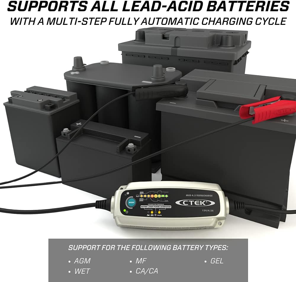 CTEK (56-959) Silver MUS 4.3 TEST & CHARGE 12 Volt Fully Automatic Charger and Tester
