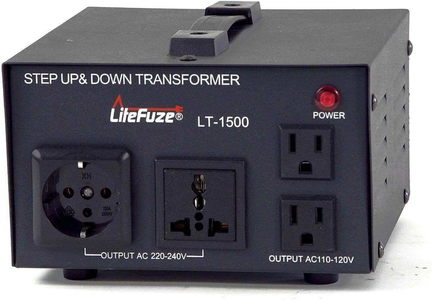 2000 Watt Voltage Converter Transformer by LiteFuze - Step Up/Down - 110V/220V - Circuit Breaker Protection -Heavy Duty/ Convertingbox Technology LT Series Perfect for Coffee Maker [5-Years Warranty]