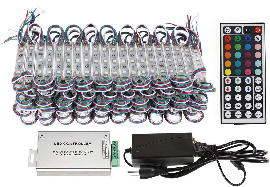 WICHEMI LED Storefront Lights 100ft 200 Pieces 3 Led 5050 SMD RGB LED Modules Window Strip Light Super Bright Waterproof Business Decorative Light for Store Advertising Signs