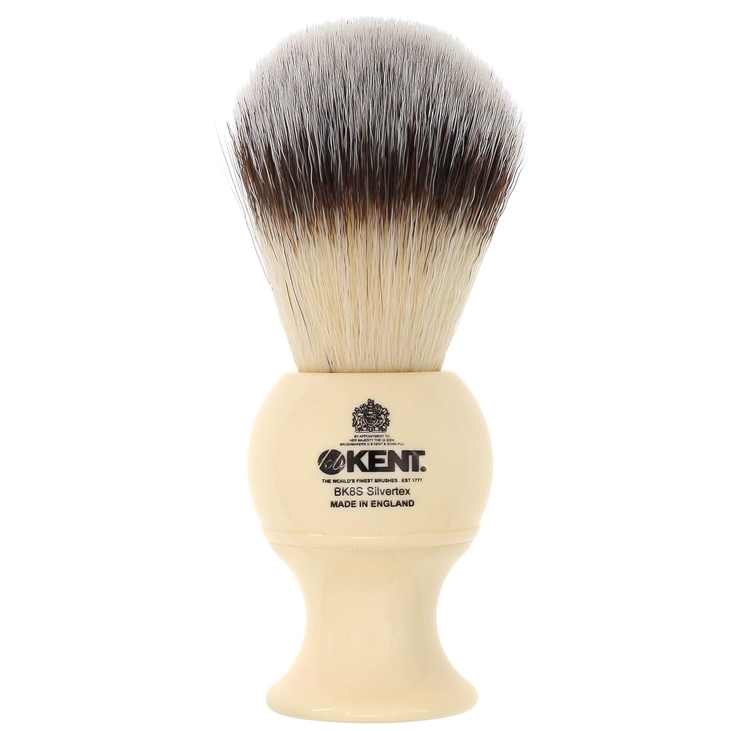 Kent BK8S Shaving Brush with Ultra-Soft Silvertext Synthetic Bristles and Faux Ivory Resin Handle to use with Shave Cream or Soap for a Perfect Lather. Luxury Shaving Since 1777, Made in England Pack of 2