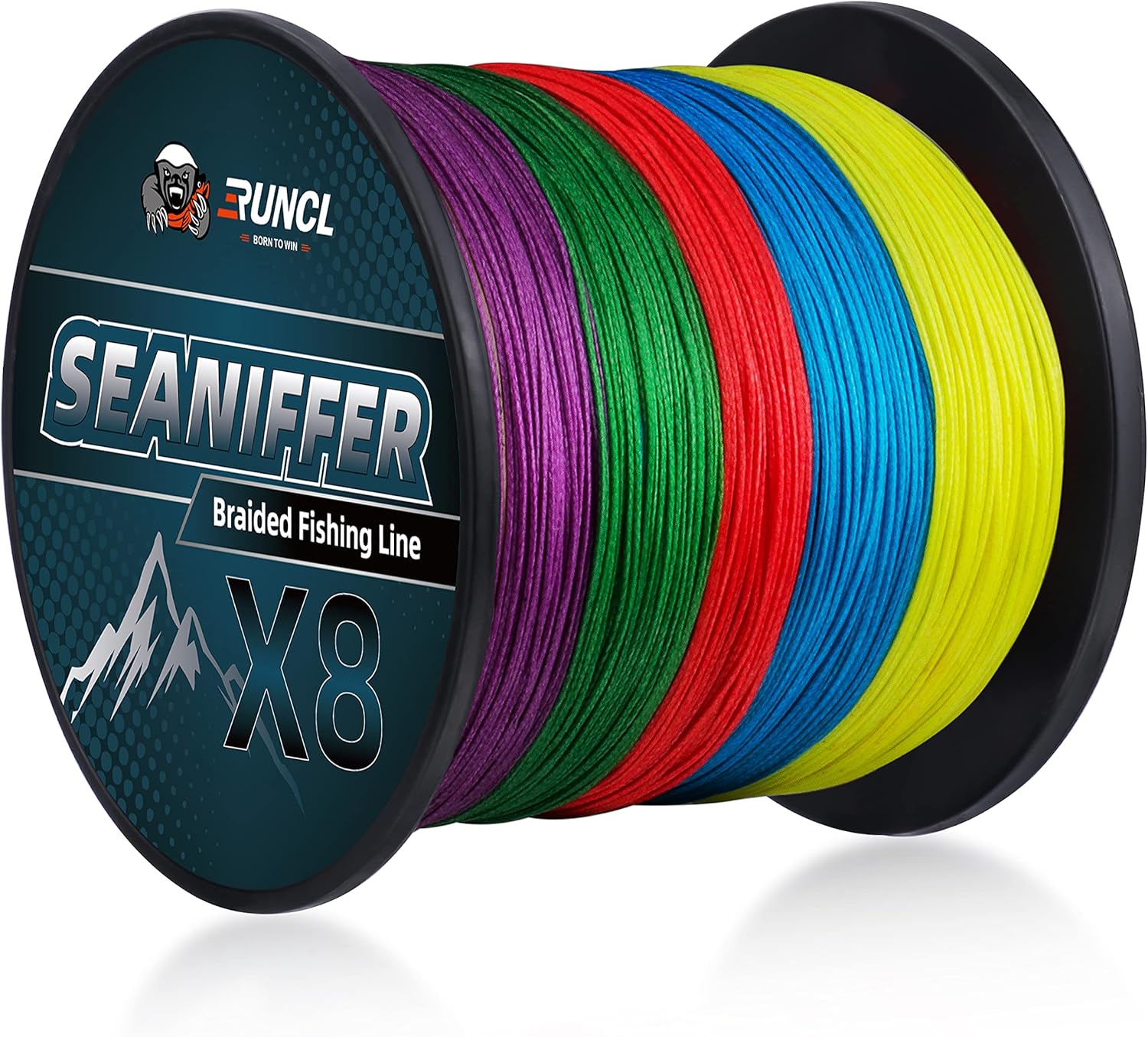 RUNCL Braided Fishing Line, Abrasion Resistant Braided Lines for Saltwater or Freshwater, Smooth Casting, Zero Stretch, Thin Diameter, Multicolor for Extra Visibility, 328/546/1093Yds, 8-200LB Pack of 2