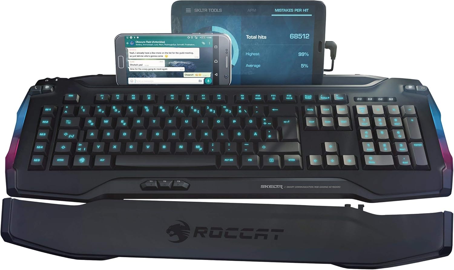 Roccat Skeltr - Smart Communication RGB Gaming Keyboard (ROC-12-231-GY) Pack of 2