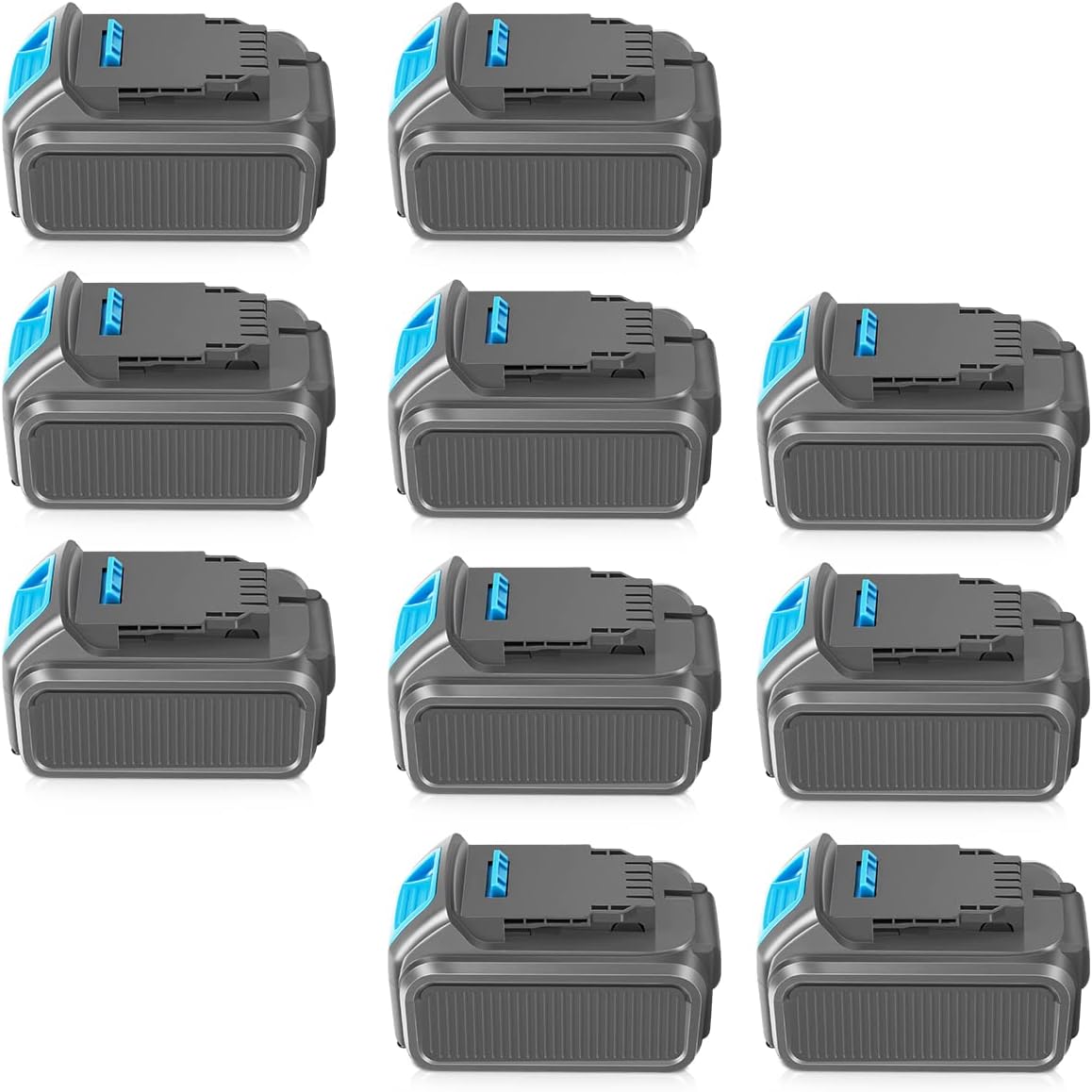 10 Packs 20V 6.0Ah Battery Compatible with Dewalt 20V Battery DCB206-2 DCB205 DCB250-2 DCB204 Replacement for Dewalt Battery MAX DCD/DCF/DCG Series Power Tools with LED Indicator (Grey)