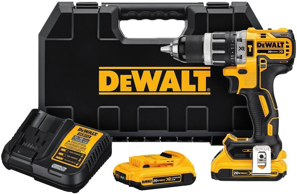 DEWALT 20V MAX* XR Compact Hammer Drill Kit, 1/2-Inch, 2.0-Amp Hour (DCD796D2)