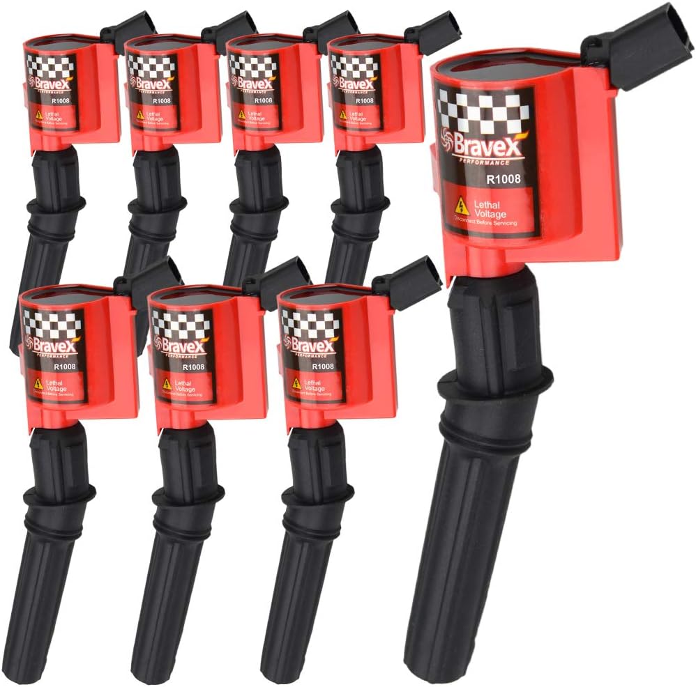 High Performance Ignition Coil 8 Pack For Ford F-150 F-250 F-350 4.6L 5.4L V8 CROWN VICTORIA EXPEDITION MUSTANG LINCOLN MERCURY Upgrade Compatible with DG508 DG457 DG472 DG491 (RED) Pack of 2