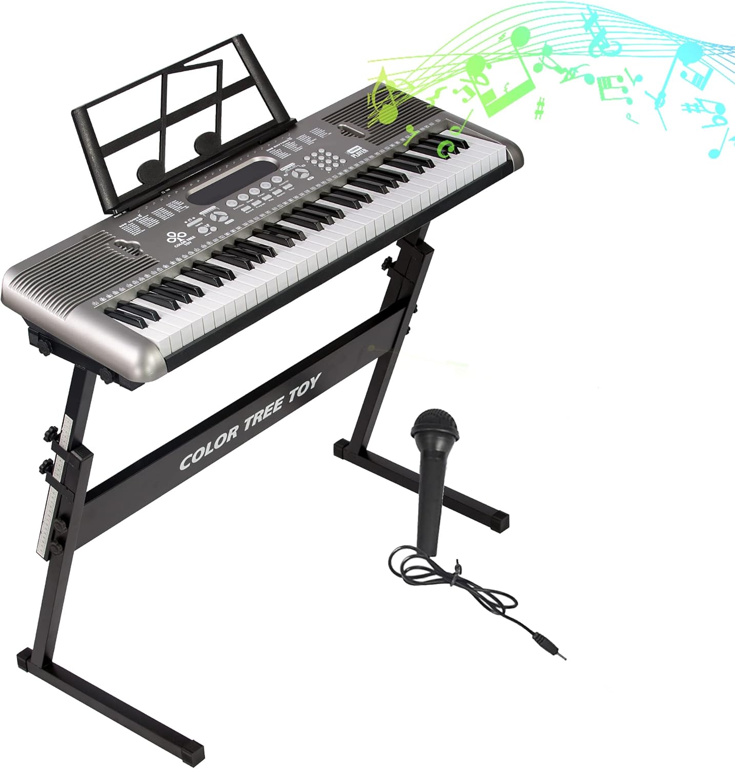 Livebest Electric Keyboard Piano with Stand 61 Key Portable Digital Music Keyboard Piano Set with Built In Speakers,Microphone and Music Sheet Stand for Kids Beginners