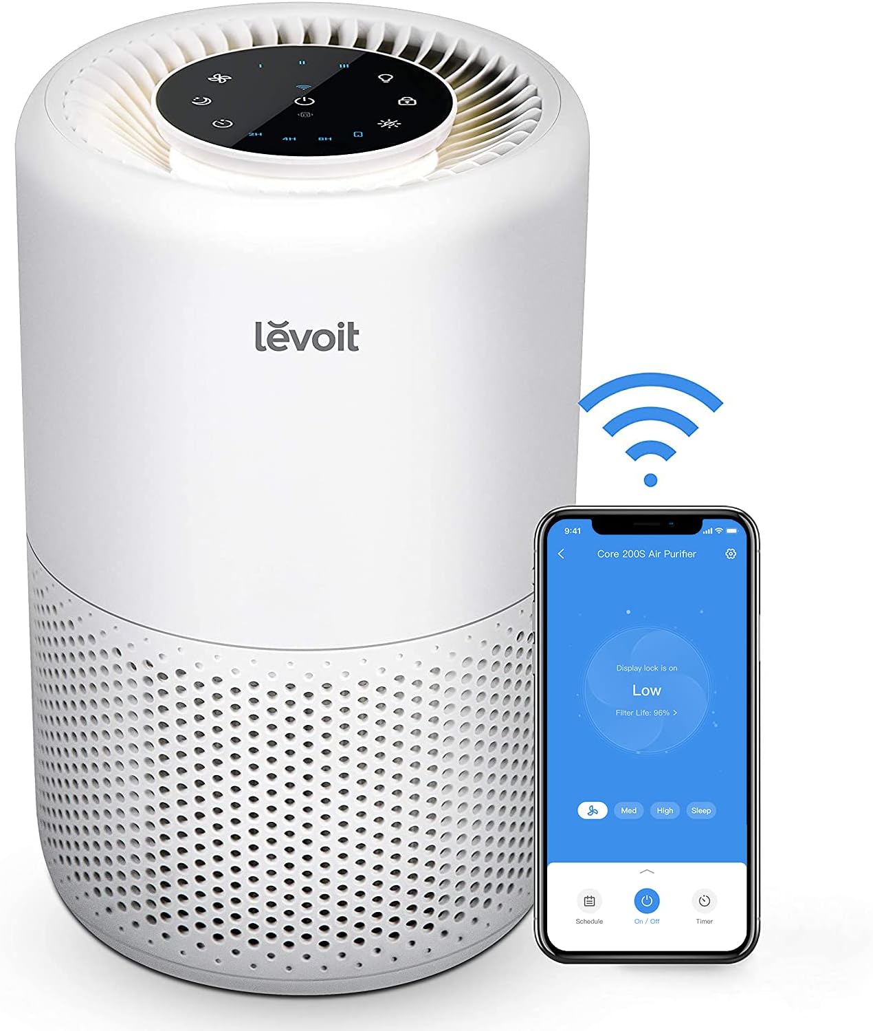 LEVOIT Air Purifiers for Home Large Room, Smart WiFi Alexa Control, H13 True HEPA Filter for Allergies, Pets, Somke, Dust, Pollen, Ozone Free, 24dB Quiet Cleaner for Bedroom, Core 200S, White