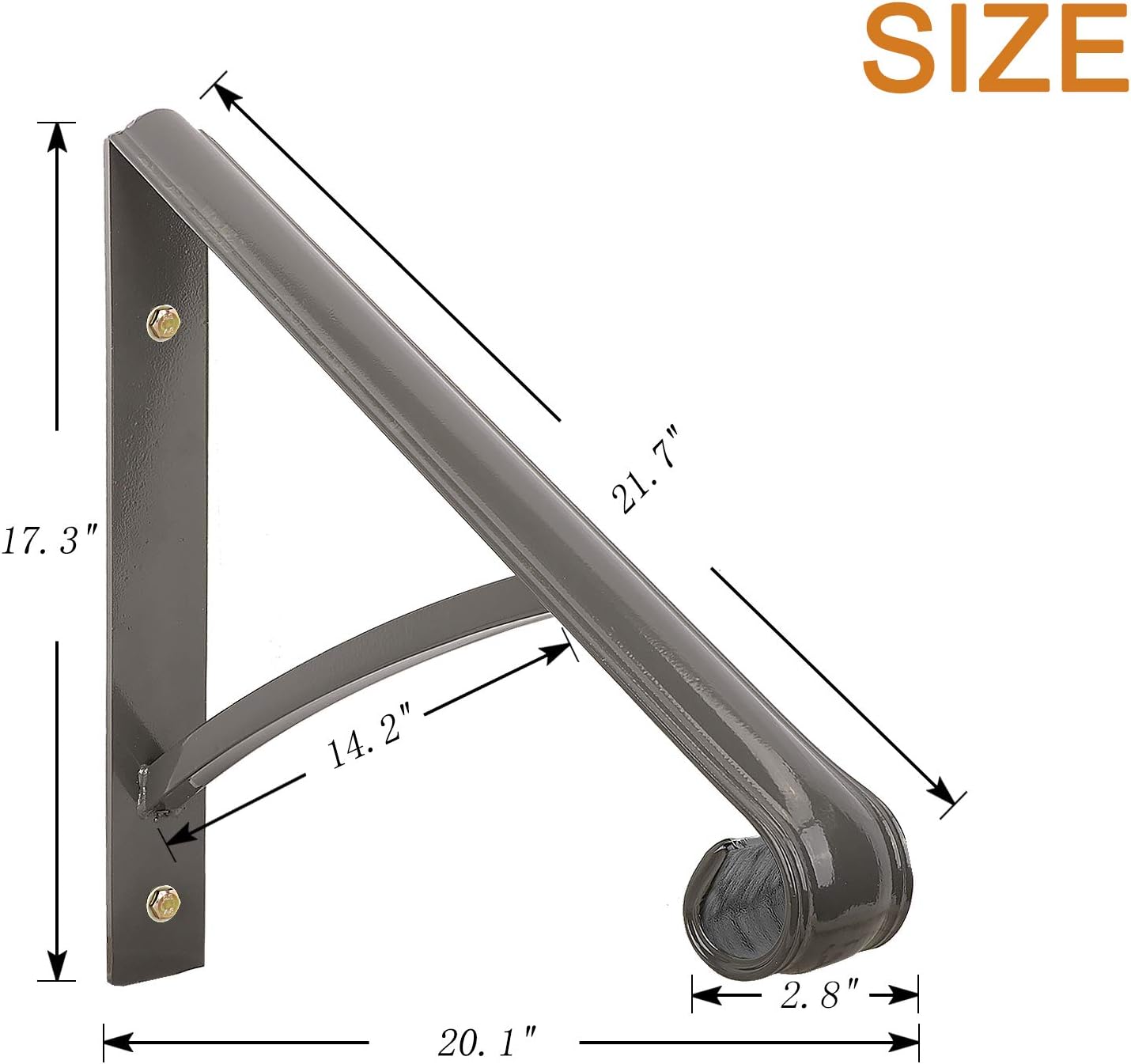 Single Step Handrail ,Black Handrail Railings 1 Step Handrail Metal Wrought Iron Handrail , Handrail Railings for Steps Porch Single Step handrail（Gray） Pack of 2