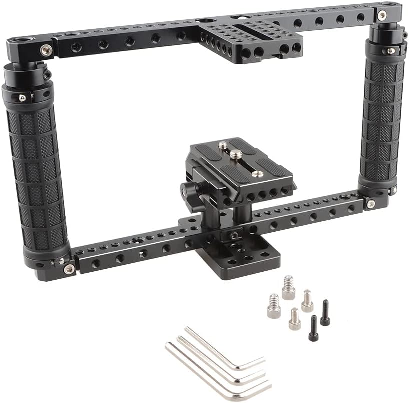 CAMVATE Battery Grip Camera Cage Adjustable with Quick Release Baseplate