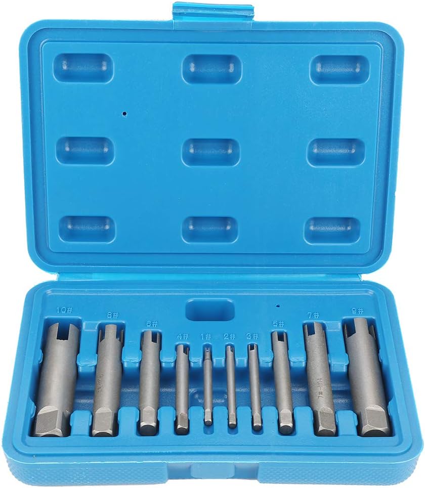 fo sa 10Pcs Screw Tap Extractor Set, 3/4 Flute Broken Head Screw Remover, Stripped Screw Tap Extractor Set, High-Speed Steel Extractor Tap Drill Set for Industrial Screw Bolt Removal Home Repair Work Pack of 2