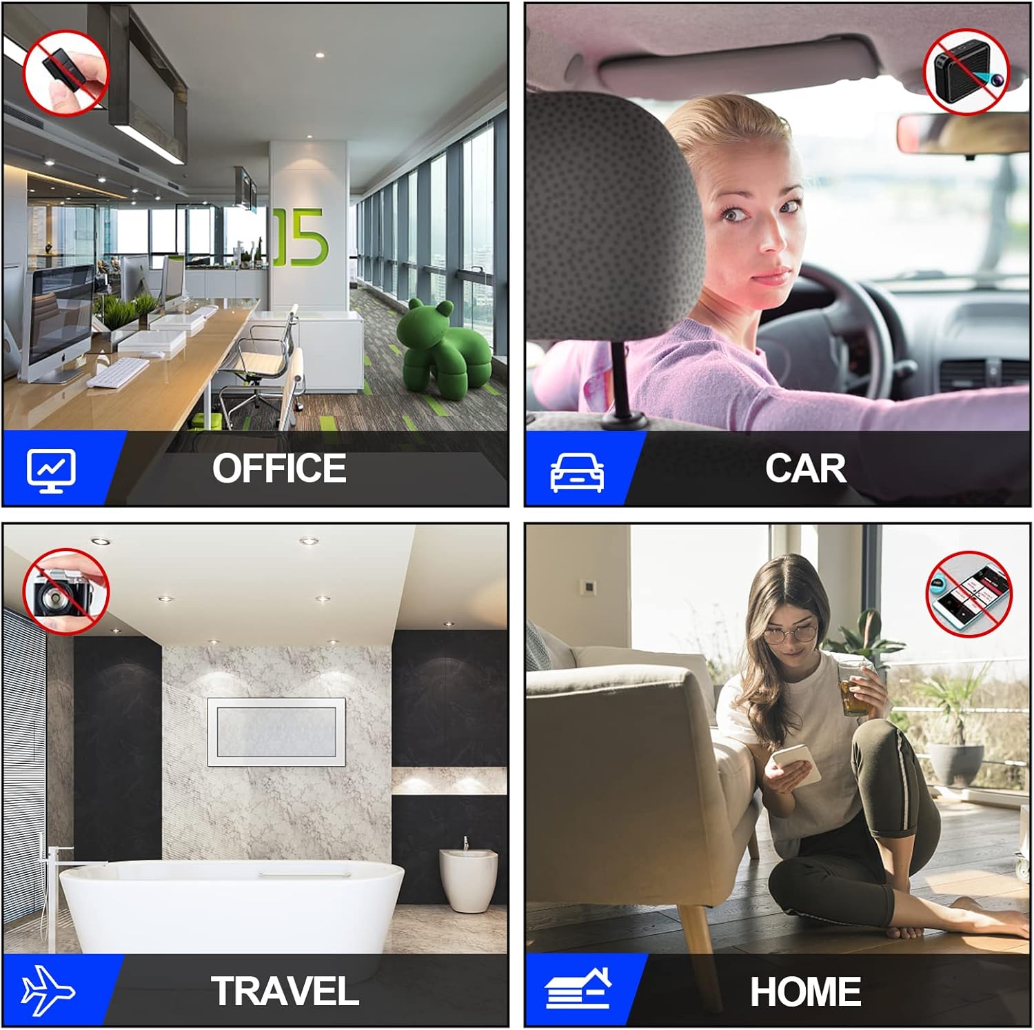 Hidden Camera Detectors, High Sensitivity Hidden Devices Detector, Portable & Lightweight Bug Detector, RF Detector, Privacy Protector for Home, Car, Office, Travel(Upgraded Version) Pack of 2