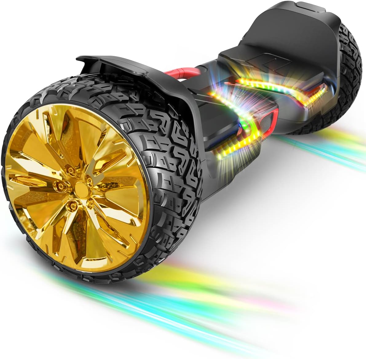 MUCHOVER All Terrain Hoverboards, Offroad Hoverboard with 350W Motor & Bluetooth Speaker, Self Balancing Hoverboard with Colorful LED Lights, Portable One-piece Hoverboard for Kids & Adults