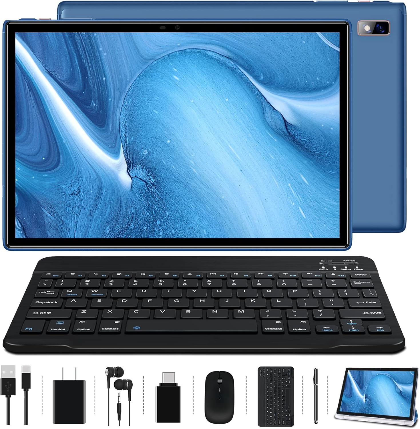 Tablet 10 inch Android 10.0 Tablets, 1.8GHz Octa-Core Processor 4GB RAM 64GB Storage Tablets with Keyboard & Mouse, 8000mAh Battery, 8MP Rear Camera, WiFi,Type-C, Oangcc Tab-A6(Blue)