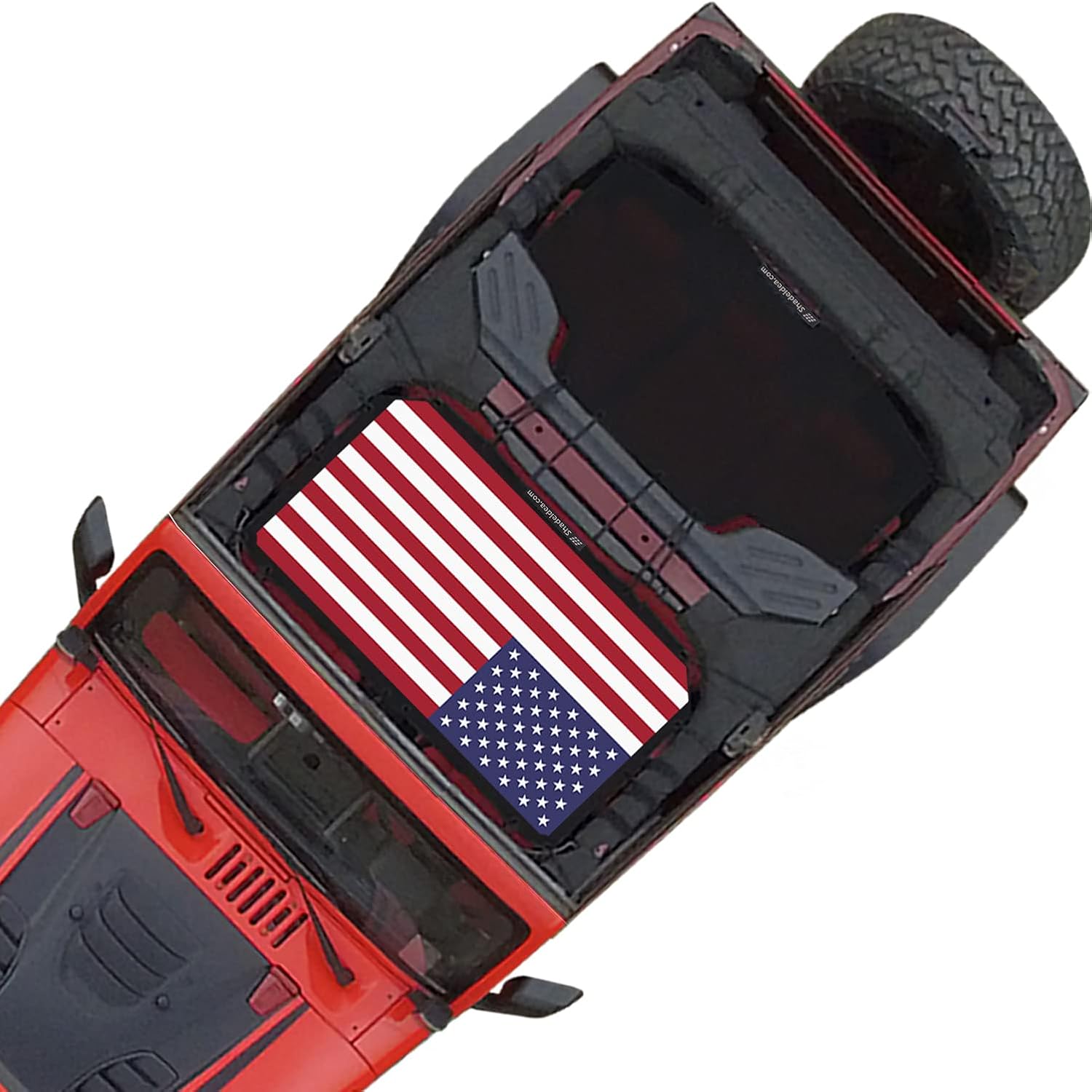 Shadeidea JK Sun Shade for Jeep, JKU 4 Door Top Sunshade, Front & Rear -( Black Mesh Screen, NO Faded Pug ) Wrangler Cover (2007-2018), UV Blocker -10 Years Lasting