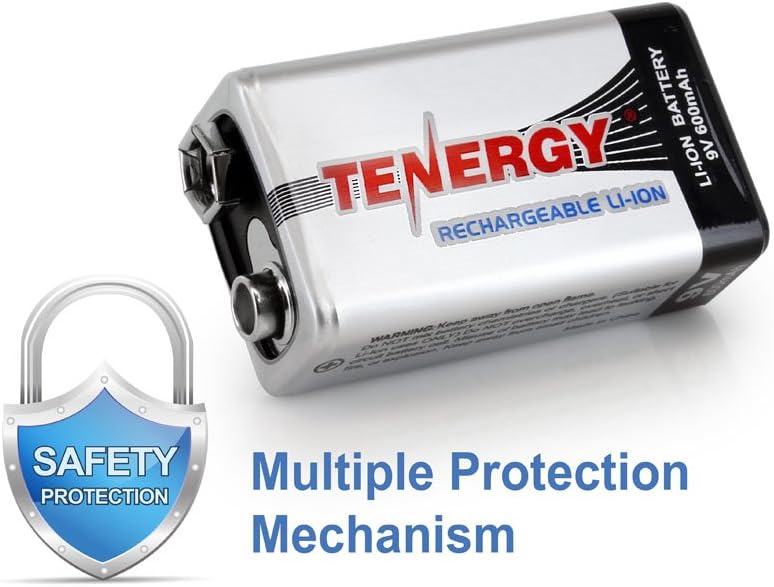 Combo: Tenergy TN294 4-Bay 9V Li-ion Battery Charger + 8pcs 9V 600mAh Li-ion Rechargeable Battery Pack of 2