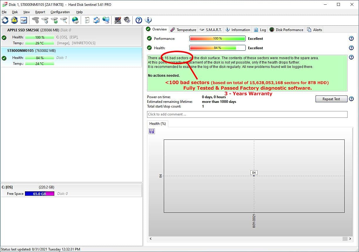 MaxDigitalData 8TB 7200 RPM 256MB Cache SATA 6.0Gb/s 3.5