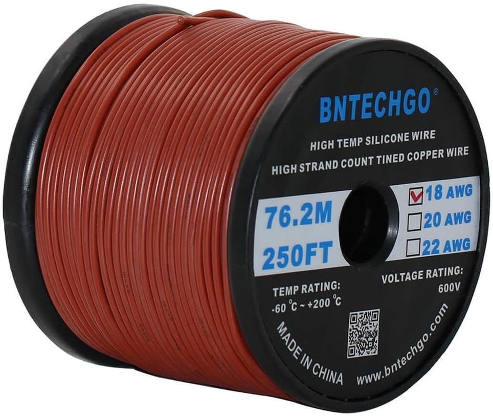 BNTECHGO 18 Gauge Silicone Wire Spool 500 ft Black Flexible 18 AWG Stranded Tinned Copper Wire Pack of 2