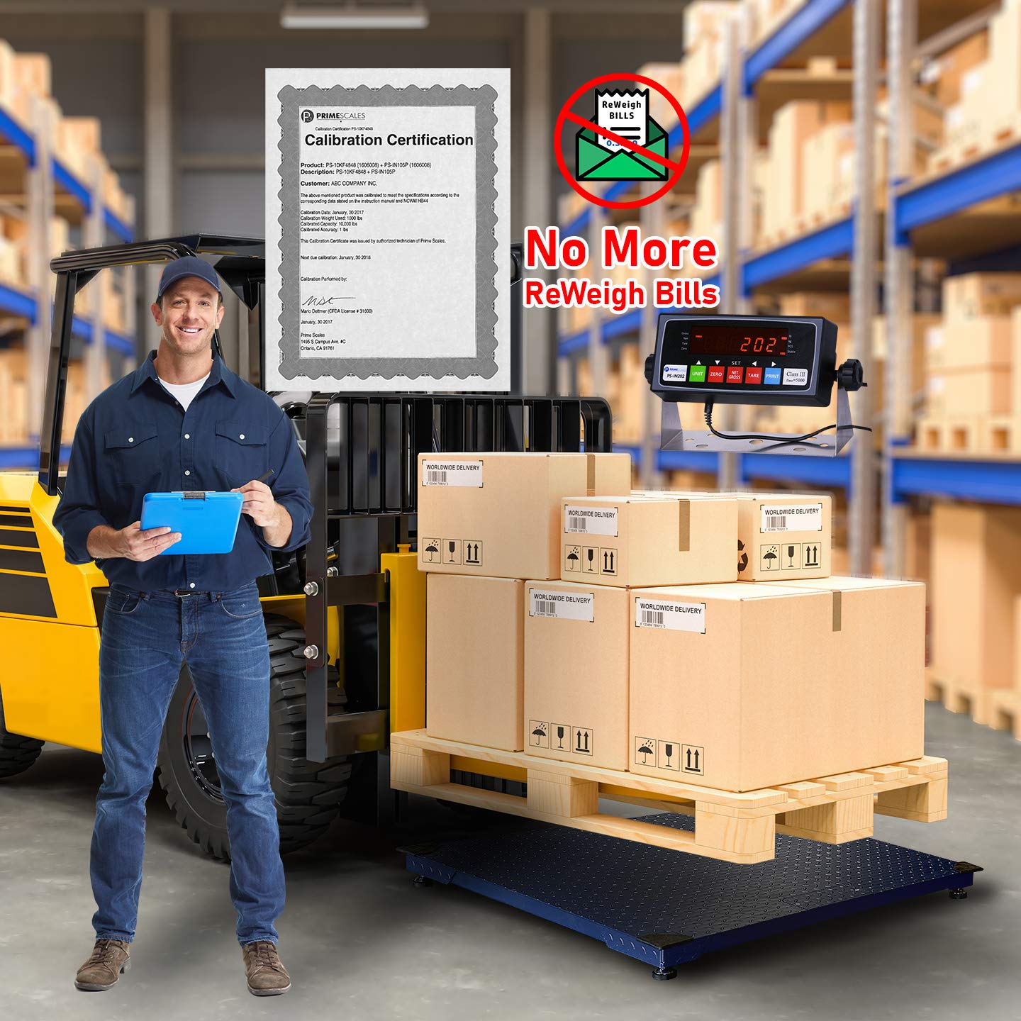 Prime Station Cloud Scale 10000x1lb Pallet Scale | Floor Scale with Premium Indicator and Cloud Software Saving Operation Cost by 20-45% (48