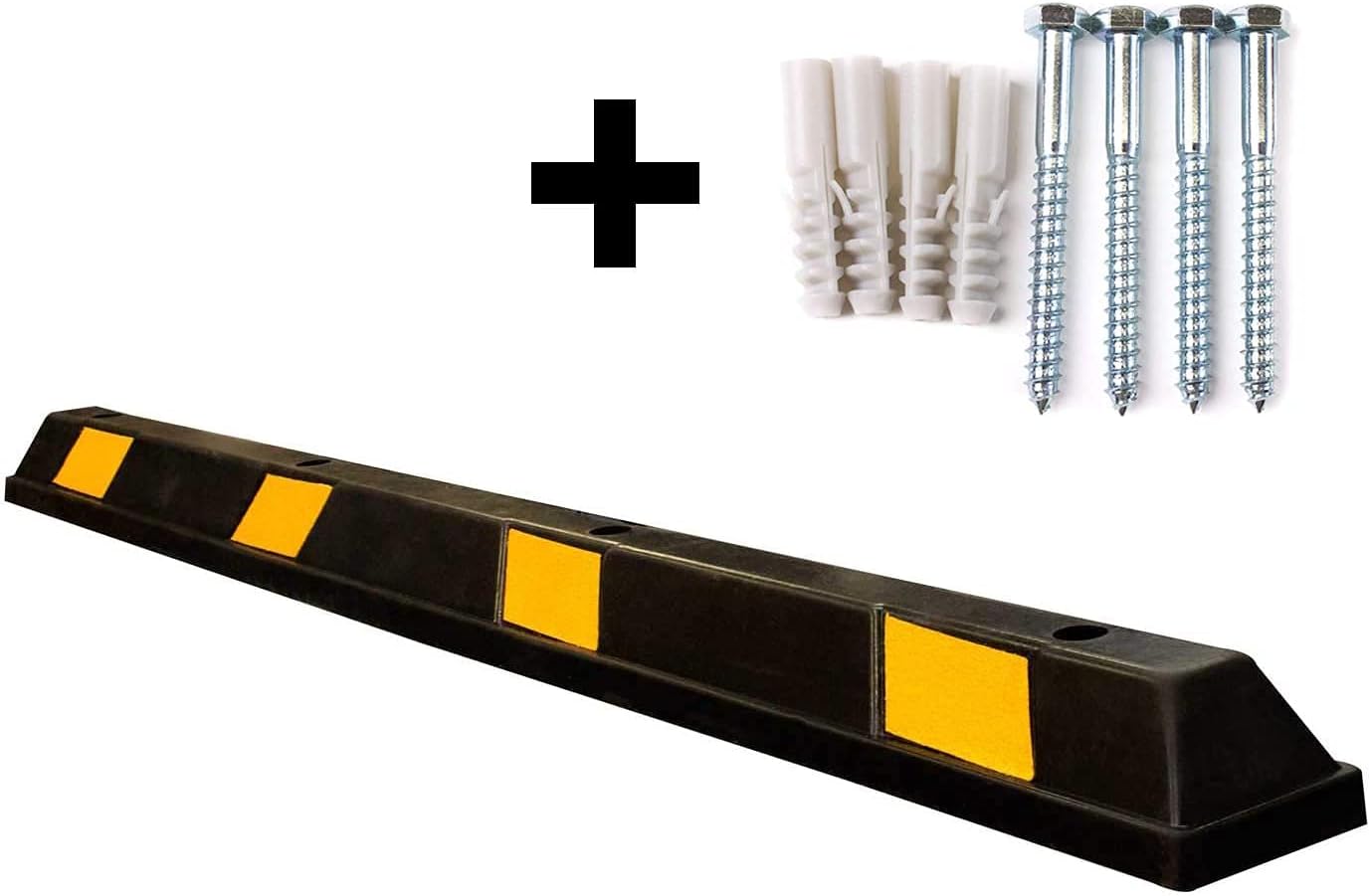 RK-BP72 Heavy Duty Rubber Parking Curb, Parking Block, 72 -inch for Car, Truck, RV and Trailer Stop Aid with 4-Piece Anchor Kit