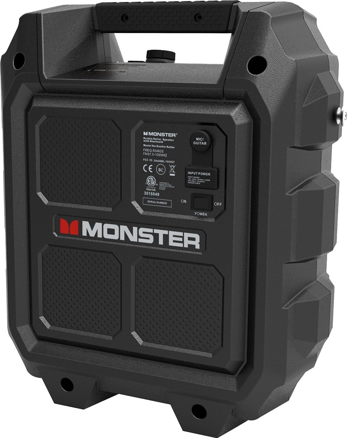 Monster Rockin' Roller Mini | Portable Bluetooth Wireless Speaker, 60 Watts, up to 36 Hours Playtime, Mic/Guitar Input, Water Resistant