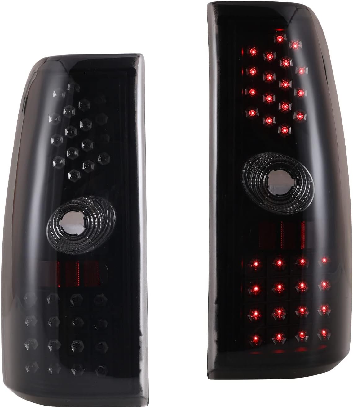 ROXX Tail Light Assembly Compatible with 1999 2000 2001 2002 2003 2004 2005 2006 Chevrolet Silverado 1999-2003 GMC Sierra Driver and Passenger Side (Glossy Black/Clear Lens-16) Pack of 2