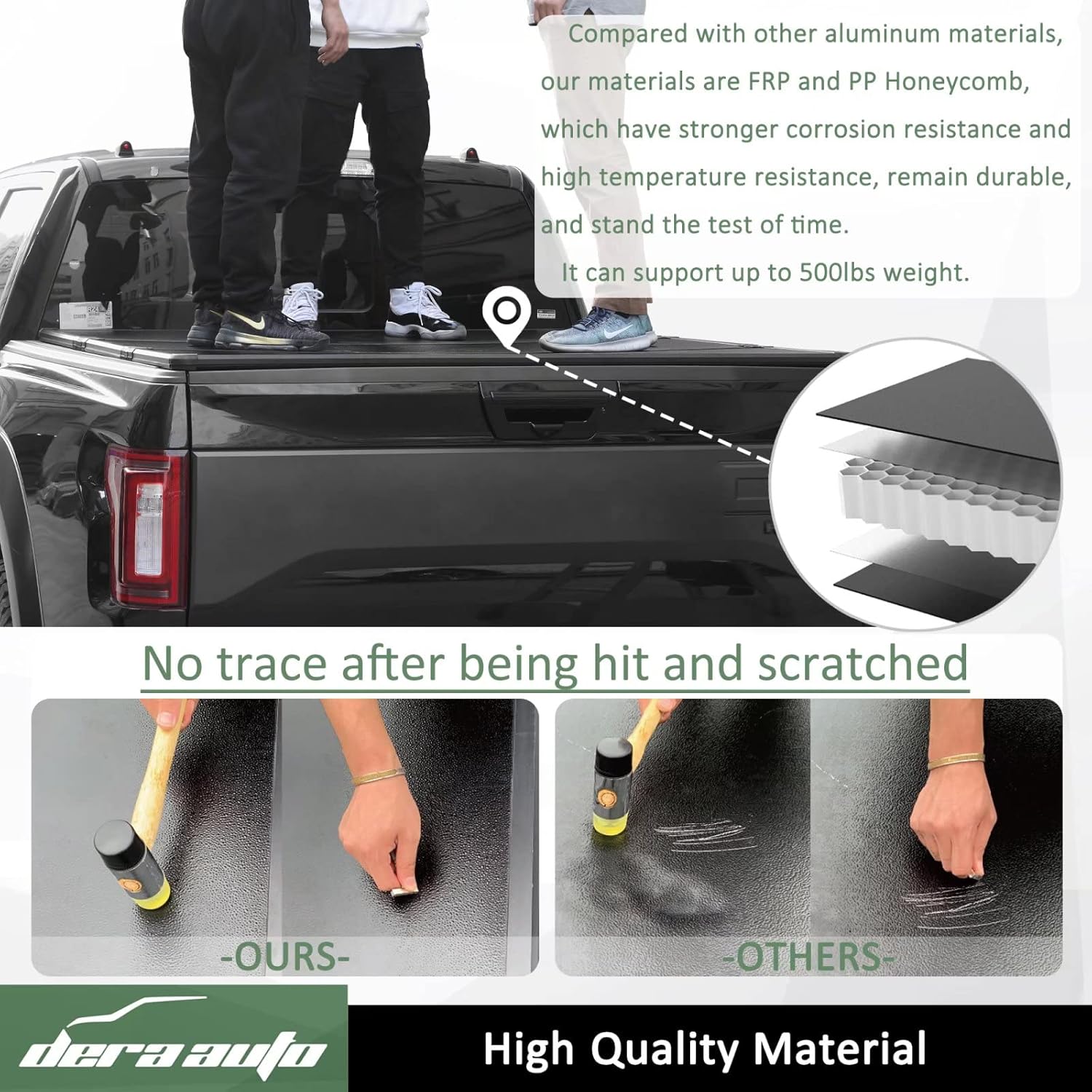 Dera Auto Hard Tri-Fold Truck Bed Cover Fits 2015-2022 F150, Styleside 6.5ft/78.9in Bed Tonneau Cover