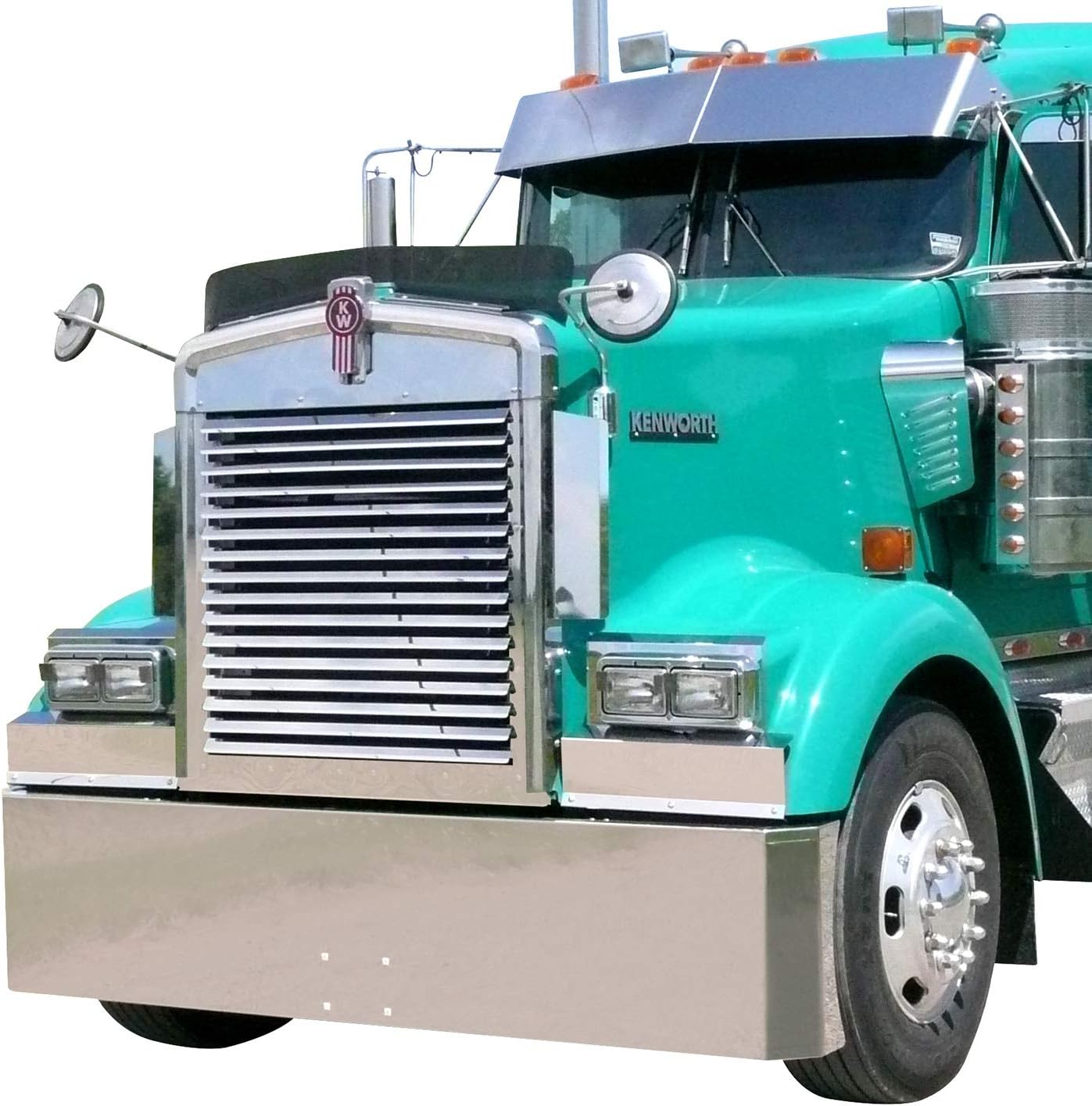 RoadWorks Stainless Steel Grille with 16 Louvered Bars for Kenworth W900L