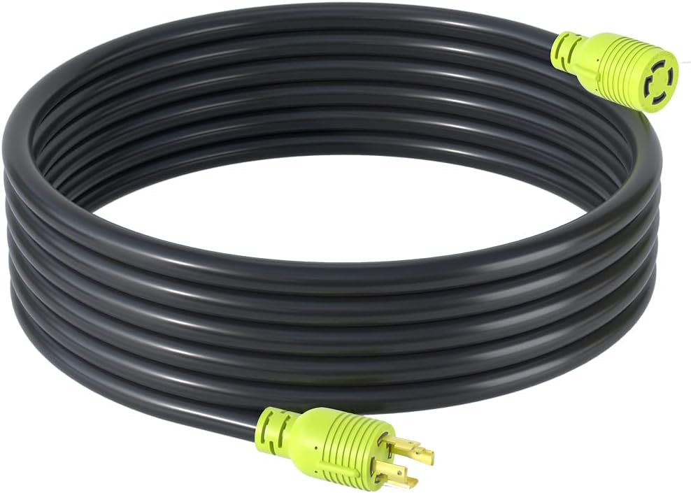 AOWEITOUR 4 Prong 30 Amp Generator Extension Cord,NEMA L14-30P/L14-30R 10 Gauge SJTW,Twist Lock Plug Heavy Duty Electric Extension Wire,125/250V,30Amp 7500W (20FT) Pack of 2