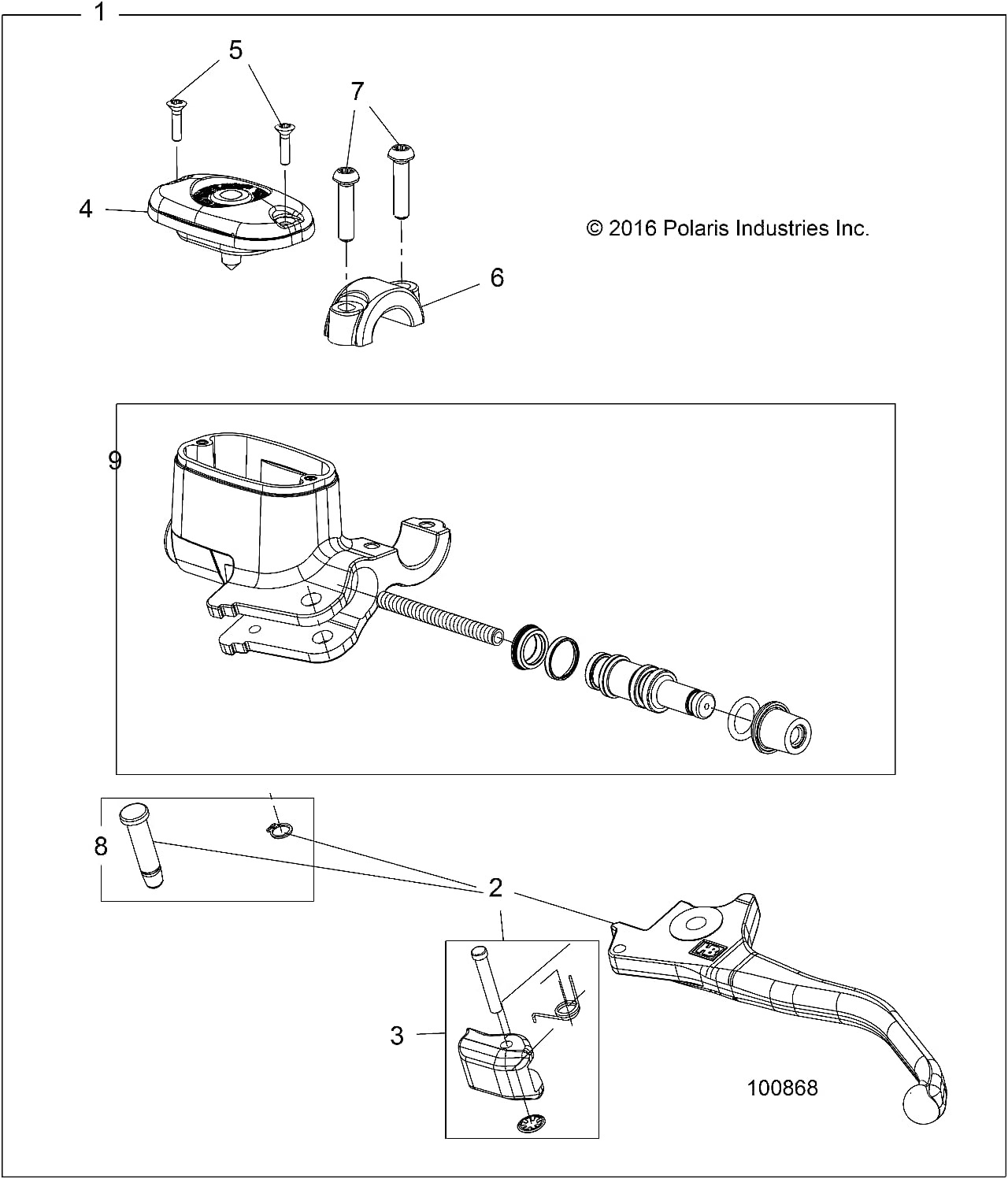 Polaris Off Road Master Cylinder Assembly, Genuine OEM Part 2010440, Qty 1