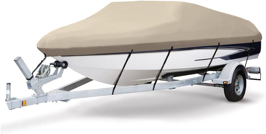 Seamander Trailerable Runabout Boat Cover Fit V-Hull Tri-Hull Fishing Ski Pro-Style Bass Boats, Full Size (Grey, 14'-16'L Beam Width up to 68