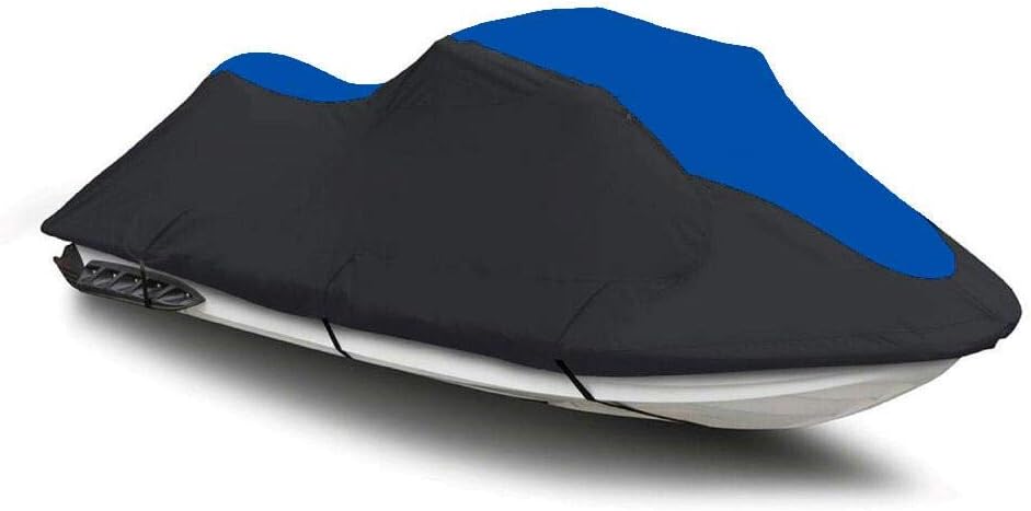 Black/Blue Heavy-Duty, 600 Denier Jet Ski PWC Cover Compatible for Yamaha WaveRaider 1100 1995 1996 New 2 Seater