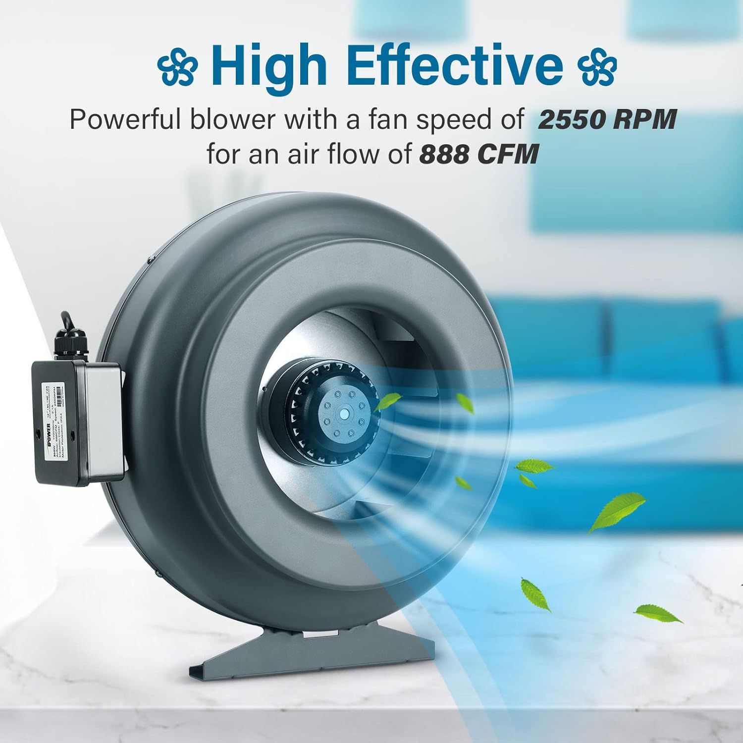 iPower 12 Inch 888 CFM Duct Inline Fan Upgrade Wind Pressure 950 Pa HVAC Exhaust Blower for Grow Tent Ventilation, 12