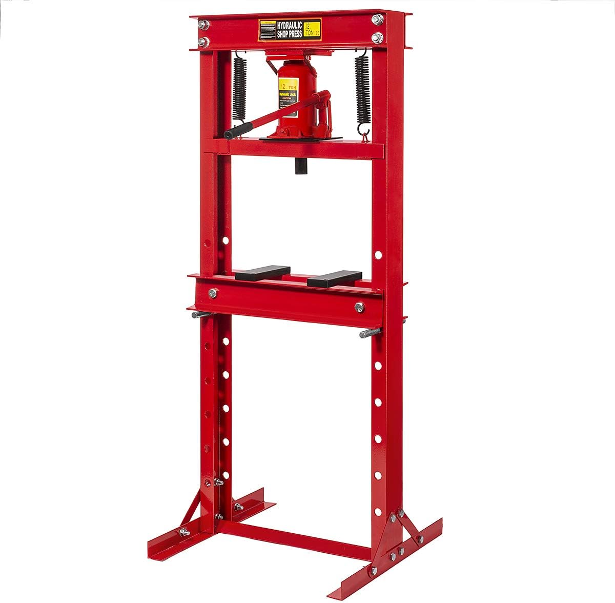 Stark Hydraulic Shop 12 Ton Capacity Floor Press H-Frame Type Jack Stand with Plate Equipment, Red