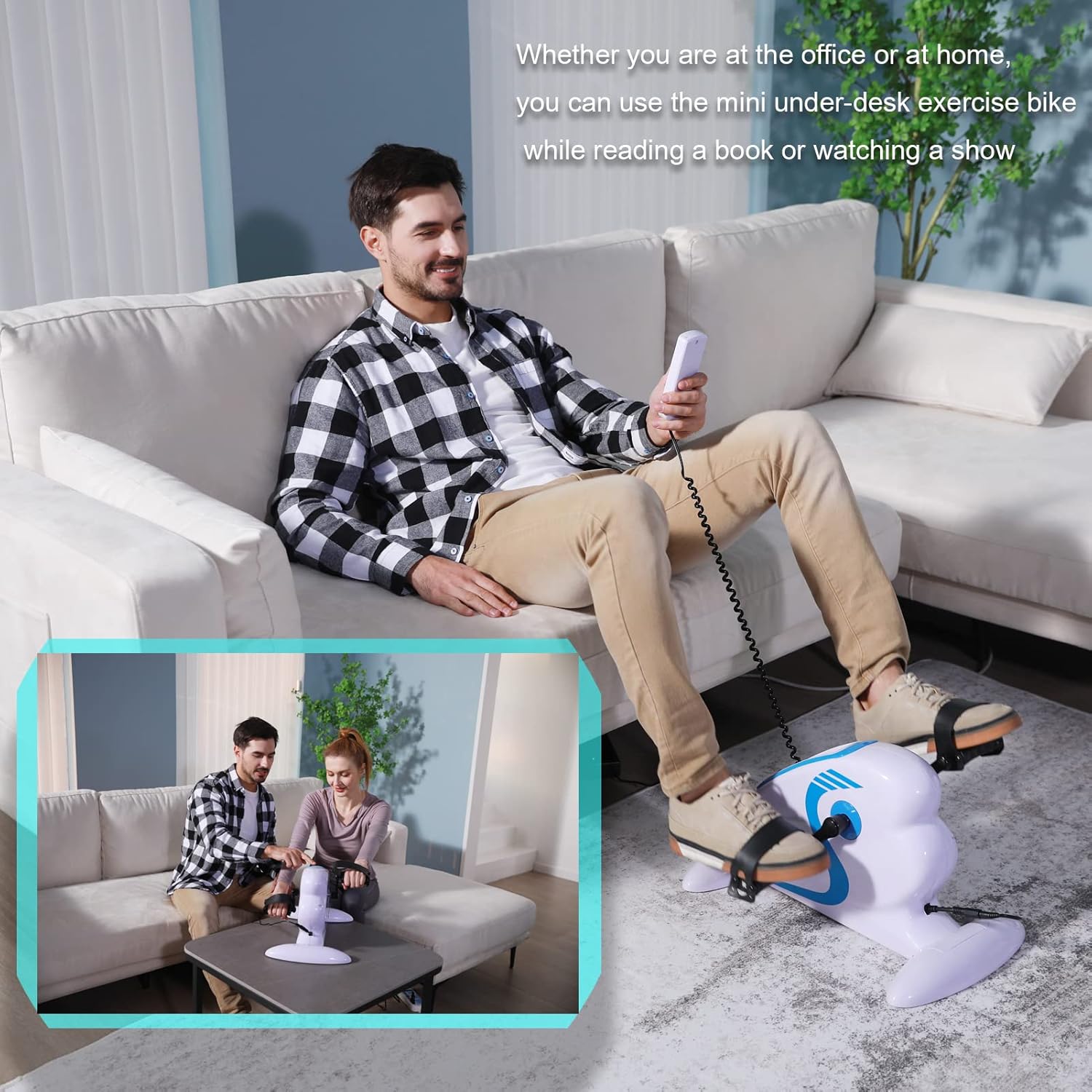 DQGM Mini electric exercise pedal bike,Under Desk Adjustable Motorized Exerciser,Hand,Arms,Knee and Leg,Fitness Rehab Equipment for Seniors