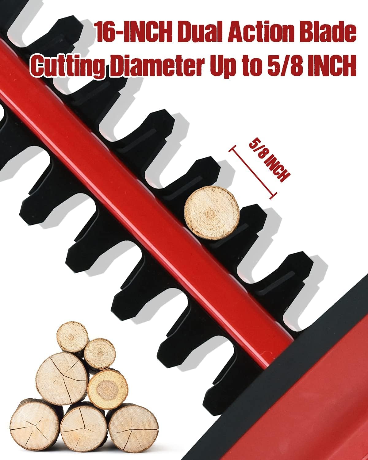 PowerSmart Hedge Trimmer Cordless, 20V Max Battery Operated Hedge Clippers Cordless with 16-Inch Blade, Garden Battery Powered Bush Trimmer, Lithium-Ion Battery and Charger Included