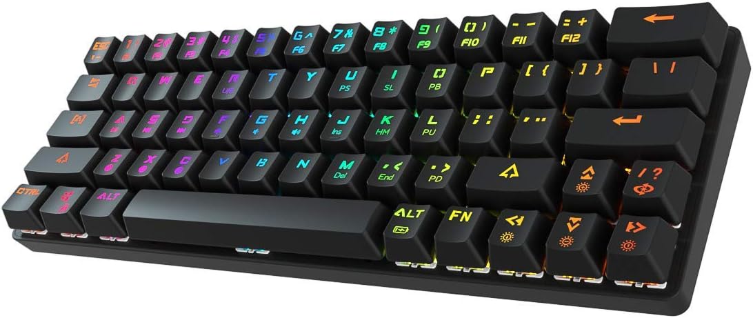 DIERYA DK63N Wireless Wired 60% Mechanical Keyboard with Arrow Keys, Bluetooth 5.1 Gaming Keyboard Programmable, True RGB Backlit, Full Anti-Ghosting, 1900mAh Battery Pack of 2